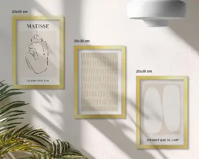 Zidna galerija slika linije i oblici u nijansama bež i bijele boje
