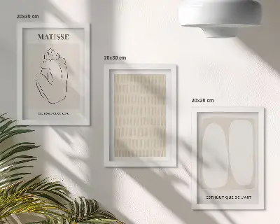 Zidna galerija slika linije i oblici u nijansama bež i bijele boje