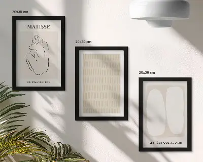 Zidna galerija slika linije i oblici u nijansama bež i bijele boje