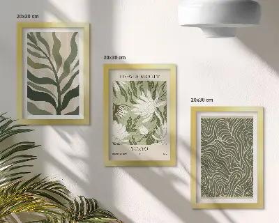 Komplet slika u okviru biljni uzorci s botaničkim ukrasima u boho stilu