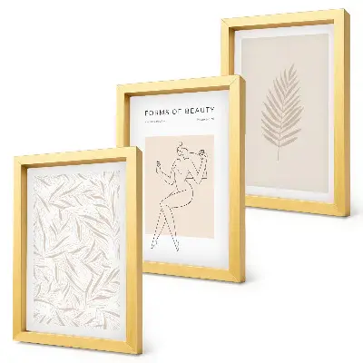 Set od 3 slike u okviru minimalistički botanički dizajn