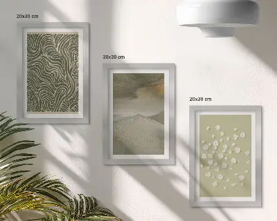Komplet slika u okviru s motivom valovitih i apstraktnih uzoraka s boho cvijećem