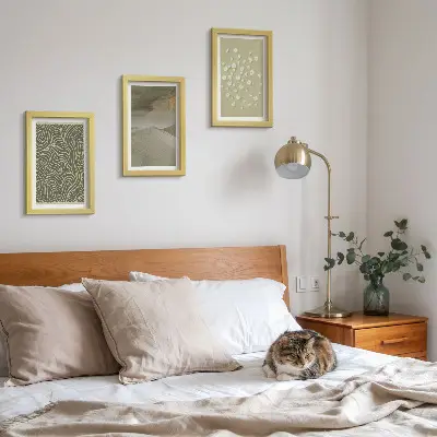 Komplet slika u okviru s motivom valovitih i apstraktnih uzoraka s boho cvijećem