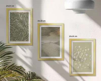 Komplet slika u okviru s motivom valovitih i apstraktnih uzoraka s boho cvijećem