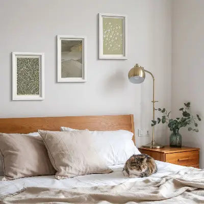 Komplet slika u okviru s motivom valovitih i apstraktnih uzoraka s boho cvijećem