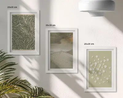 Komplet slika u okviru s motivom valovitih i apstraktnih uzoraka s boho cvijećem