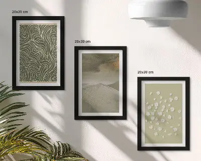 Komplet slika u okviru s motivom valovitih i apstraktnih uzoraka s boho cvijećem