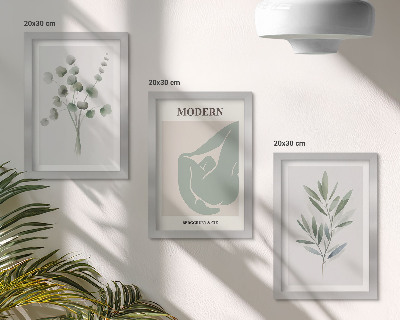 Zidna galerija slika Biljni motivi u nježnim nijansama zelene