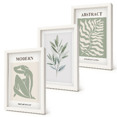 Set 3 slike u okviru Matisse dizajn akvarel boho biljke