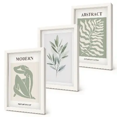 Set 3 slike u okviru Matisse dizajn s akvarel motivima boho biljaka