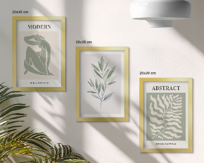 Set 3 slike u okviru Matisse dizajn akvarel boho biljke