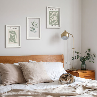 Set 3 slike u okviru Matisse dizajn akvarel boho biljke
