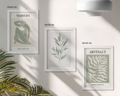 Set 3 slike u okviru Matisse dizajn akvarel boho biljke