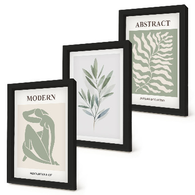 Set 3 slike u okviru Matisse dizajn akvarel boho biljke