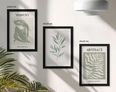 Set 3 slike u okviru Matisse dizajn s akvarel motivima boho biljaka