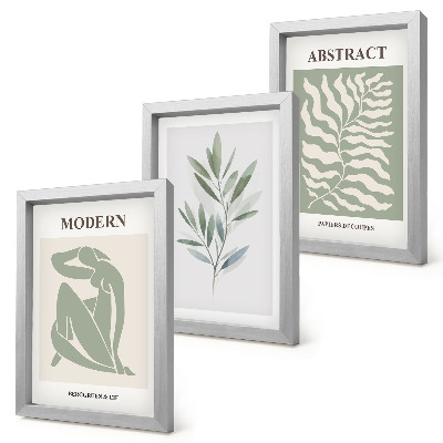 Set 3 slike u okviru Matisse dizajn akvarel boho biljke