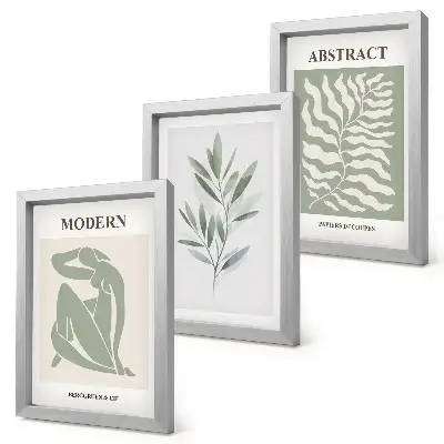 Set 3 slike u okviru Matisse dizajn s akvarel motivima boho biljaka
