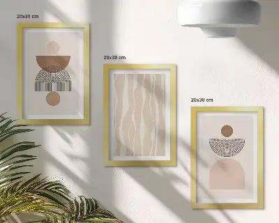 Komplet slika u okviru apstraktni oblici u nijansama smeđe i bež boje
