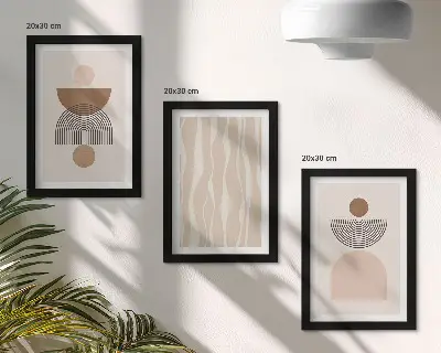 Komplet slika u okviru apstraktni oblici u nijansama smeđe i bež boje