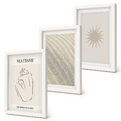 Komplet slika u okviru Minimalističke linije, pijesak, valovi i sunce