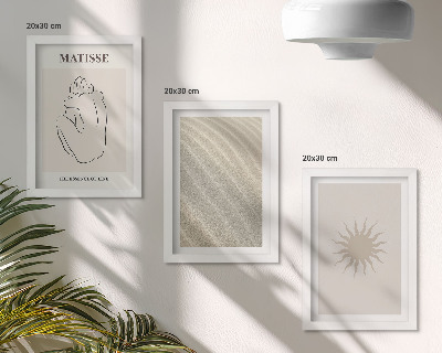 Komplet slika u okviru Minimalističke linije, pijesak, valovi i sunce