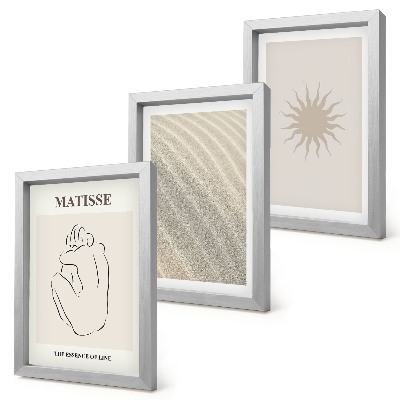Komplet slika u okviru Minimalističke linije, pijesak, valovi i sunce