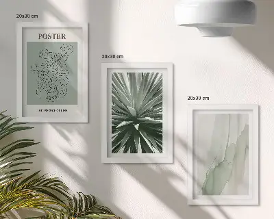 Zidna galerija slika biljni uzorci u nijansama zelene i bež boje