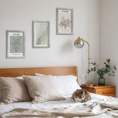Set od 3 slike u okviru cvjetni motiv u modernom i minimalističkom stilu