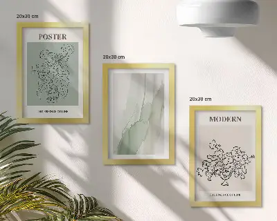 Set od 3 slike u okviru cvjetni motiv u modernom i minimalističkom stilu