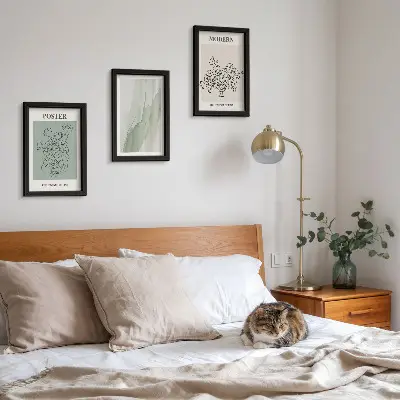 Set od 3 slike u okviru cvjetni motiv u modernom i minimalističkom stilu