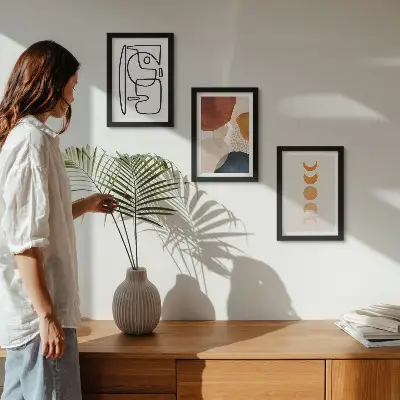 Zidna galerija slika apstraktni oblici i boje moderni ukrasi