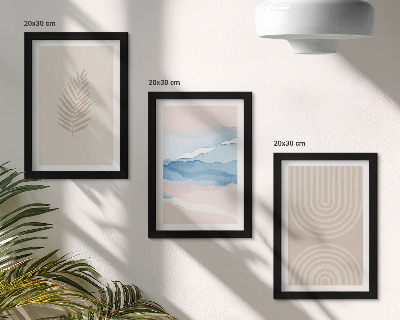 Set 3 slike u okviru Lišće i valovi u nijansama bež i plave