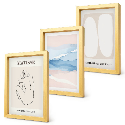 Set 3 slike u okviru Matisseovi apstraktni oblici i nježne boje