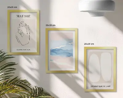 Set od 3 slike u okviru apstraktni oblici i nježne boje u stilu Matissea