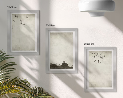 Zidna galerija slika Leteće jato ptica u minimalističkom stilu