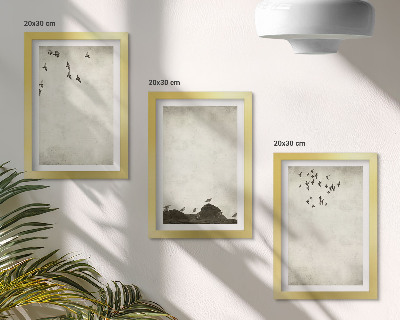 Zidna galerija slika Leteće jato ptica u minimalističkom stilu