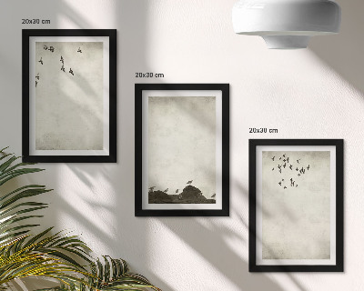 Zidna galerija slika Leteće jato ptica u minimalističkom stilu