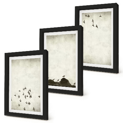 Set 3 slike u okviru Ptice u letu oslikane minimalističkim stilom