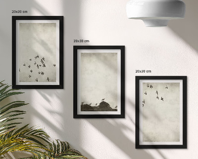 Set 3 slike u okviru Ptice u letu oslikane minimalističkim stilom
