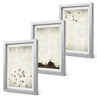 Set 3 slike u okviru Ptice u letu oslikane minimalističkim stilom