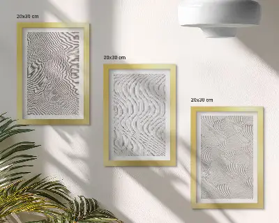 Set slika u okviru uzorci u pijesku s linearnim geometrijskim strukturama