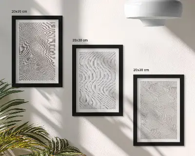 Set slika u okviru uzorci u pijesku s linearnim geometrijskim strukturama