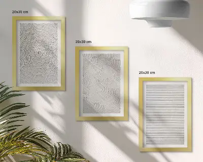 Set 3 slike s geometrijskim motivima moderni kartonski uzorci u okviru