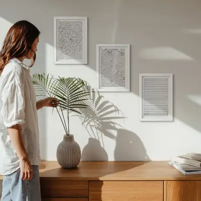Set 3 slike s geometrijskim motivima moderni kartonski uzorci u okviru