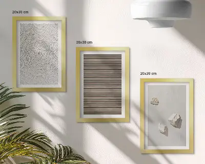 Set 3 slike u okviru prirodne teksture drva, kamenja i užadi