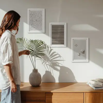 Set 3 slike u okviru prirodne teksture drva, kamenja i užadi