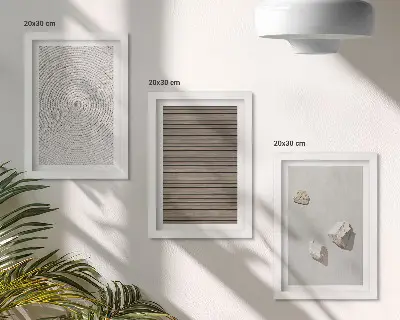 Set 3 slike u okviru prirodne teksture drva, kamenja i užadi