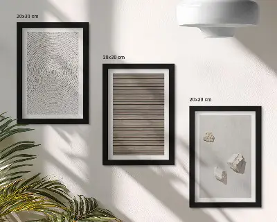 Set 3 slike u okviru prirodne teksture drva, kamenja i užadi