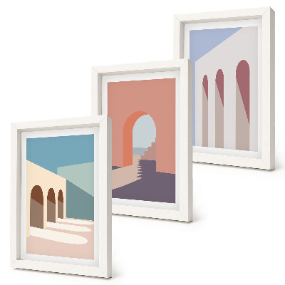 Zidna galerija slika Pastelna minimalistička grafika urbane arhitekture