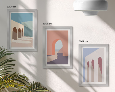 Zidna galerija slika Pastelna minimalistička grafika urbane arhitekture